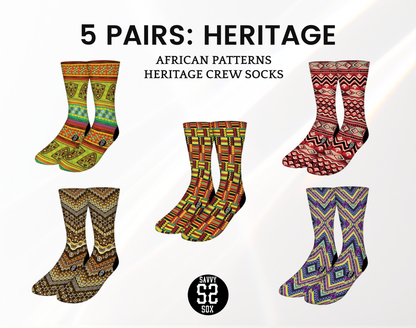 African Patterns Crew Socks (5 Pairs)