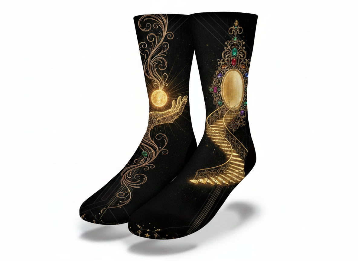 Golden Stairway Manifestation Socks