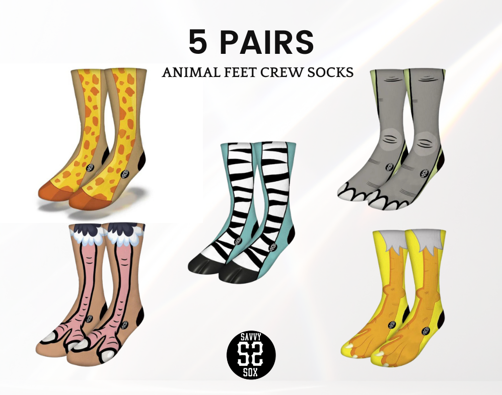 Animal Feet Crew Socks (5 Pairs)
