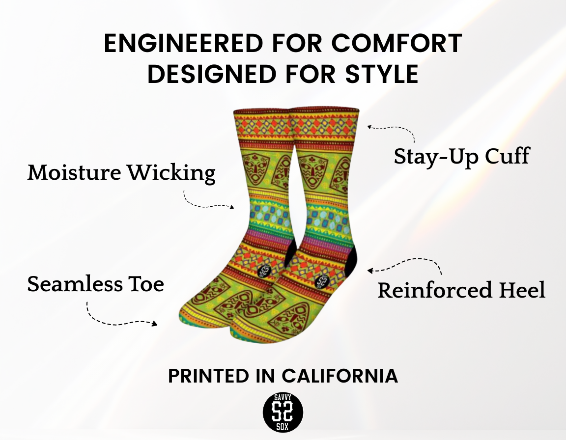 African Patterns Crew Socks (5 Pairs)