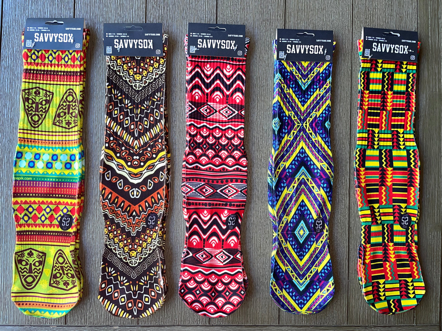African Patterns Crew Socks (5 Pairs)